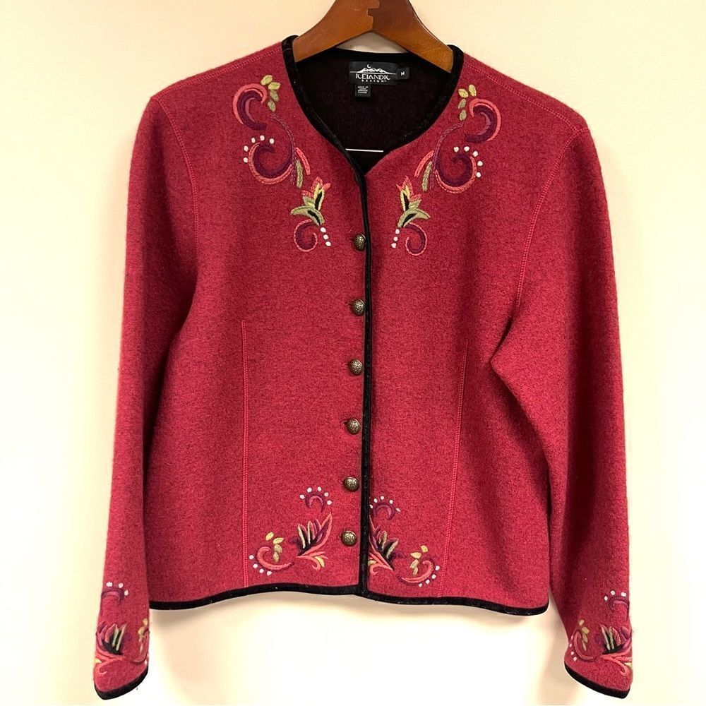 Icelandic wool blend embroidered jacket. Size M